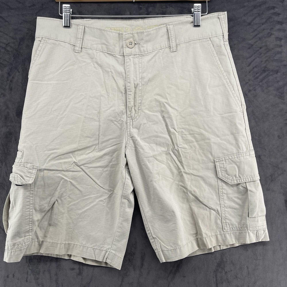 Dickies Men's 34 Cargo Shorts 100% Cotton Utility Multi Pocket Beige